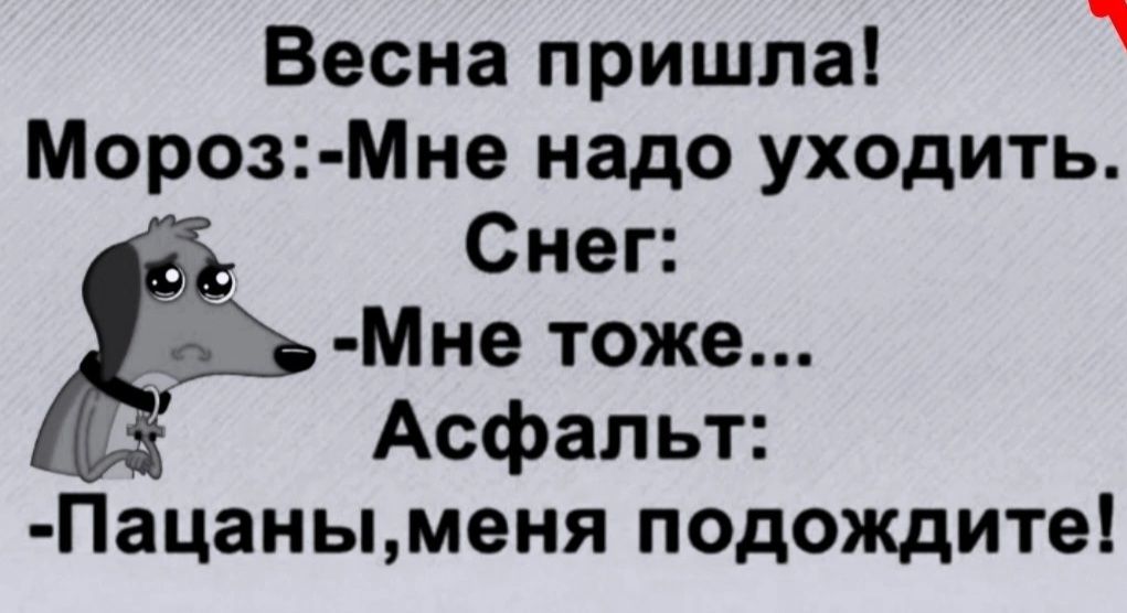 Весна пришла Мороз Мне надо уходить Снег Мне тоже Асфальт Пацаныменя подождите