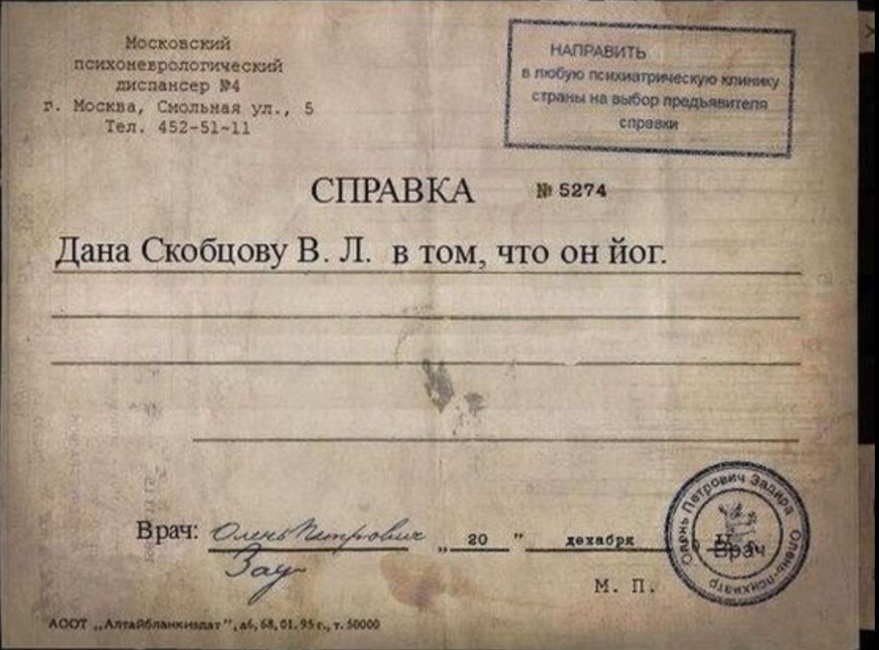 дв п СПРАВКА Дана Скобцоёу В Л юм чю он йог