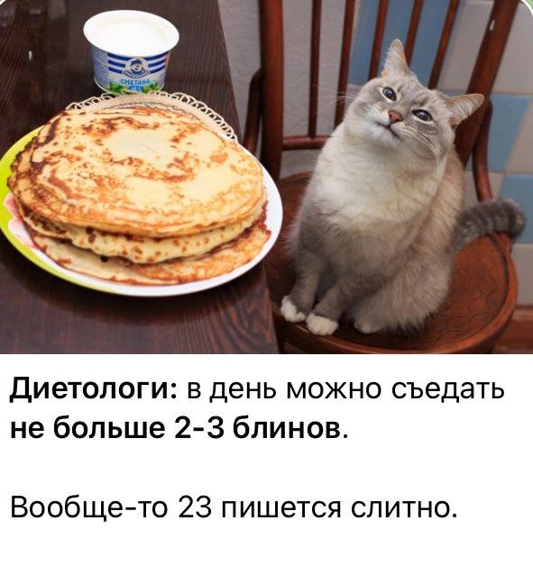 Диетологи в день можно съедать не больше 2 3 блинов Вообще то 23 пишется слитно