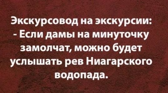 Экскурсовод на экскурсии Если дамы на минуточку замолчат можно будет услышать рев Ниагарского водопада