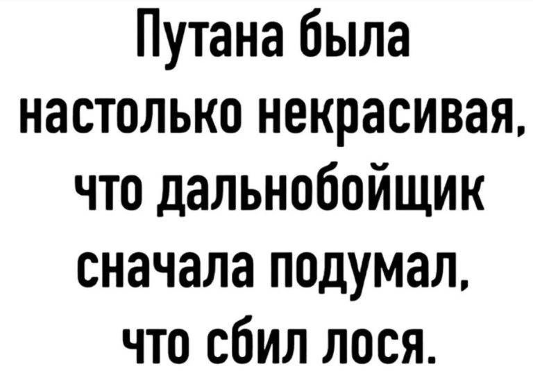 Путана была настолько некрасивая что дальнобойщик сначала подумал что сбил лося