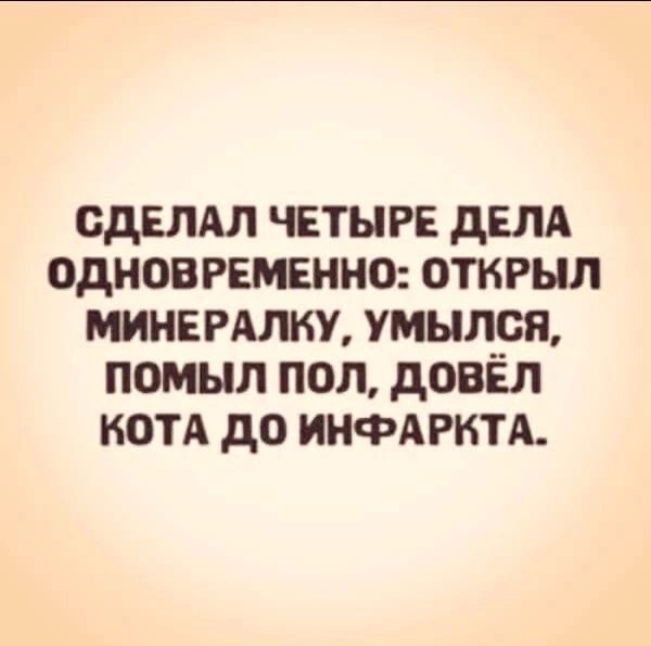 СДЕЛАЛ чвтыг дЕЛА одновременно открыл мине мину умылся помыл пол довёл коп до инфдрнтд