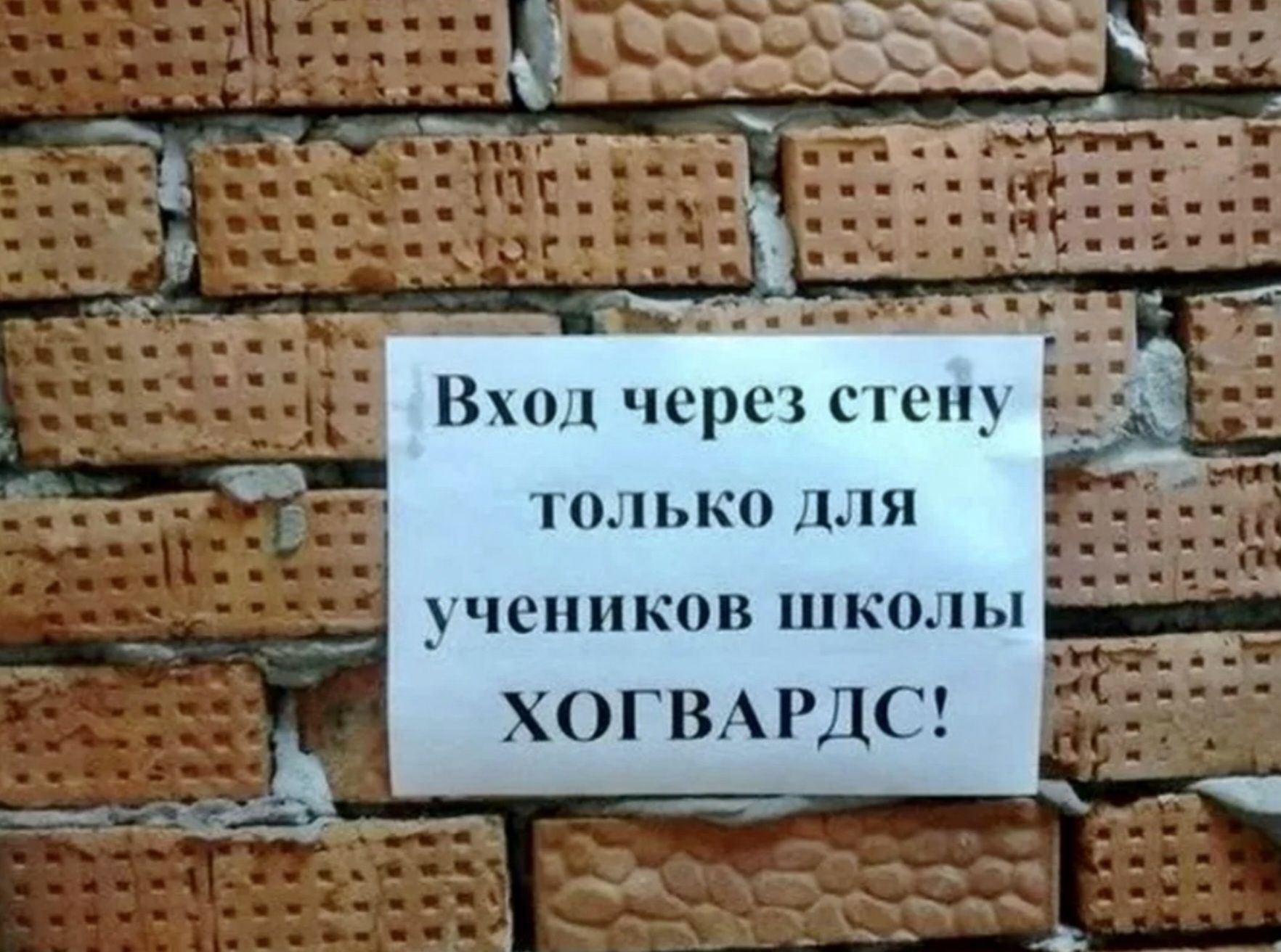 Вход через стену голько для учеников школы ОГВ