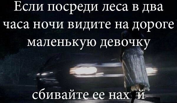 Если посреди леса в два часа ночи видите на дороге маленькую девочу в о Аа сбивайтеее нах