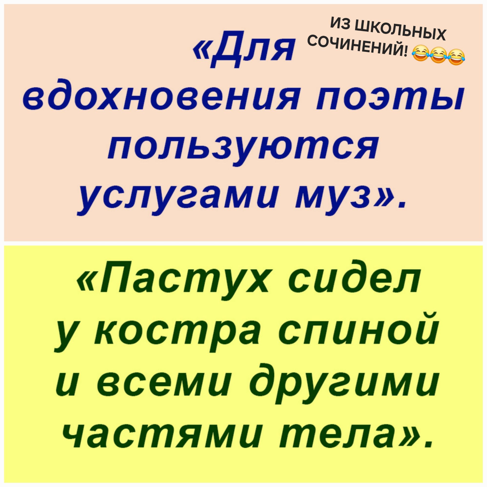 «Для вдохновения поэты пользуются услугами муз». «Пастух сидел у костра спиной и всеми другими частями тела».