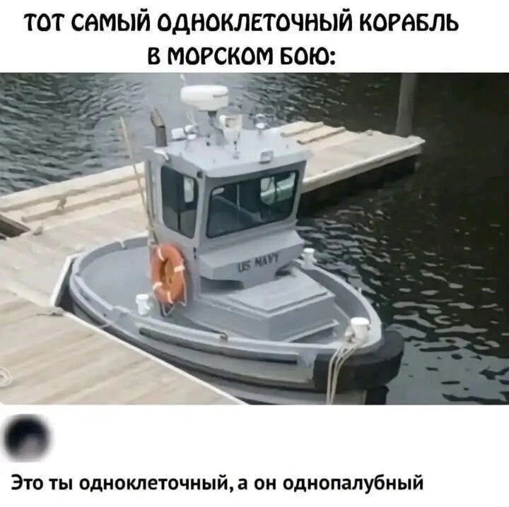 ТОТ САМЫЙ ОДНОКЛЕТОЧНЫЙ КОРАБЛЬ В МОРСКОМ БОЮ:

Это ты одноклеточный, а он однопалубный.