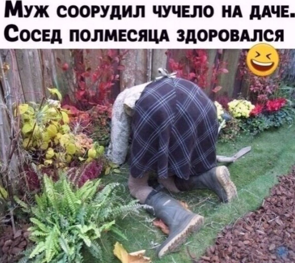Муж соорудил чучело на даче. Сосед полмесяца здоровался