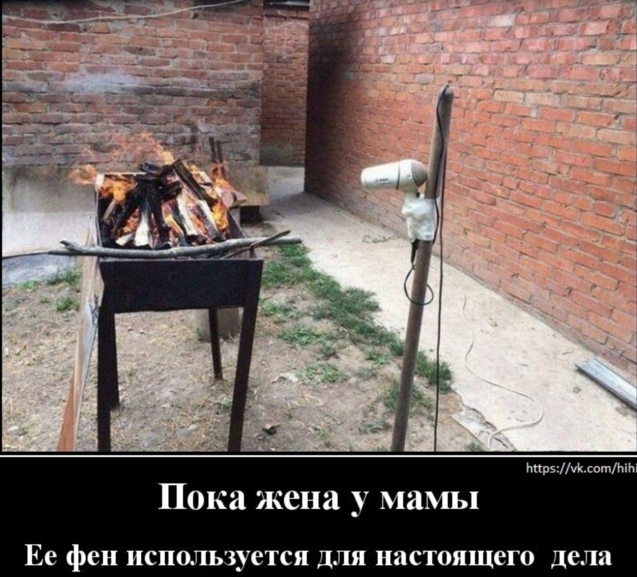 Пока жена у мамы
Ее фен используется для настоящего дела
