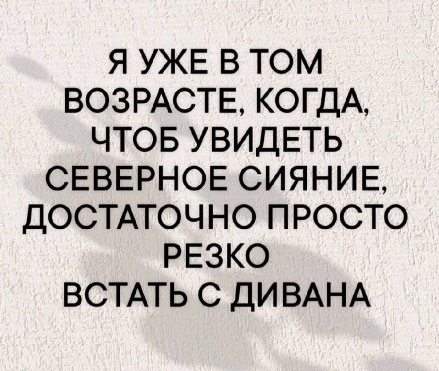 Я УЖЕ В ТОМ ВОЗРАСТЕ, КОГДА, ЧТОБ УВИДЕТЬ СЕВЕРНОЕ СИЯНИЕ, ДОСТАТОЧНО ПРОСТО РЕЗКО ВСТАТЬ С ДИВАНА