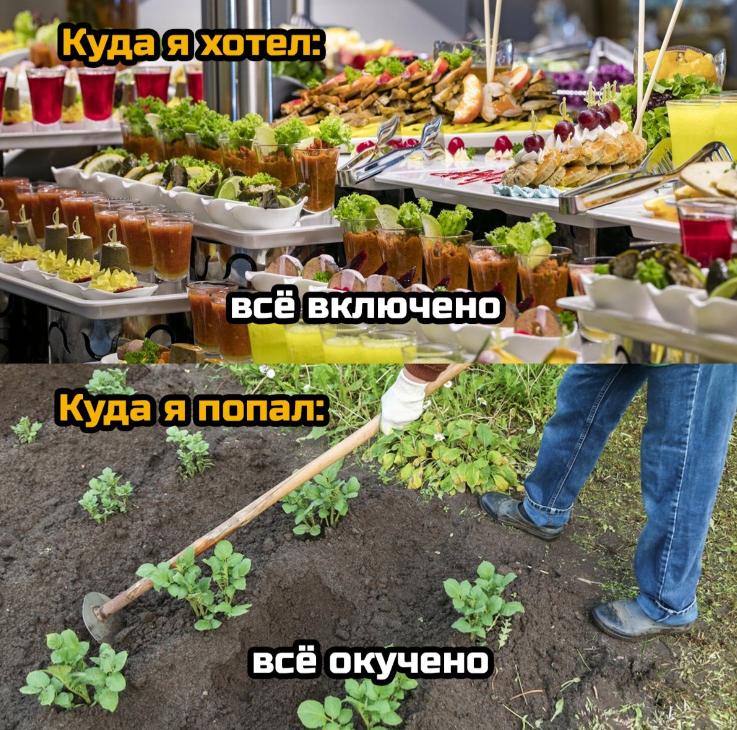 Куда я хотел: всё включено
Куда я попал: всё окучено
