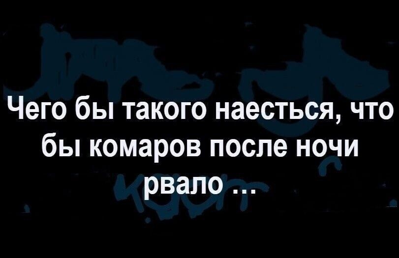 Чего бы такого наесться, что бы комаров после ночи рвало ...