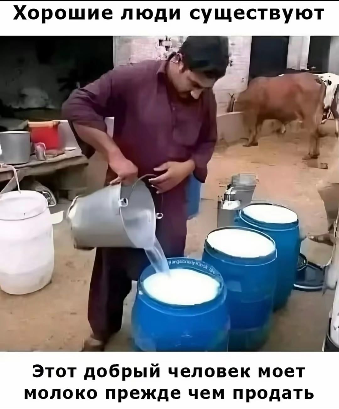 Хорошие люди существуют
Этот добрый человек мoжет молоко прежде чем продать