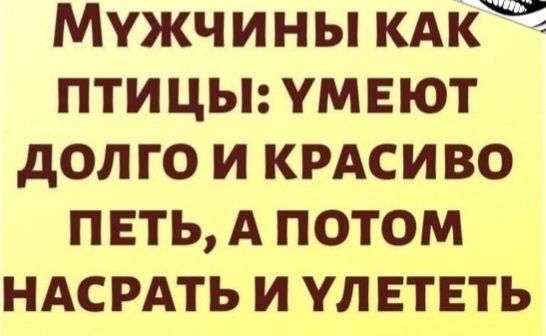Мужчины как птицы: умеют долго и красиво петь, а потом насрать и улететь