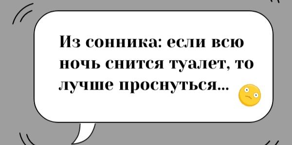 Из сонника: если всю ночь снится туалет, то лучше проснуться...