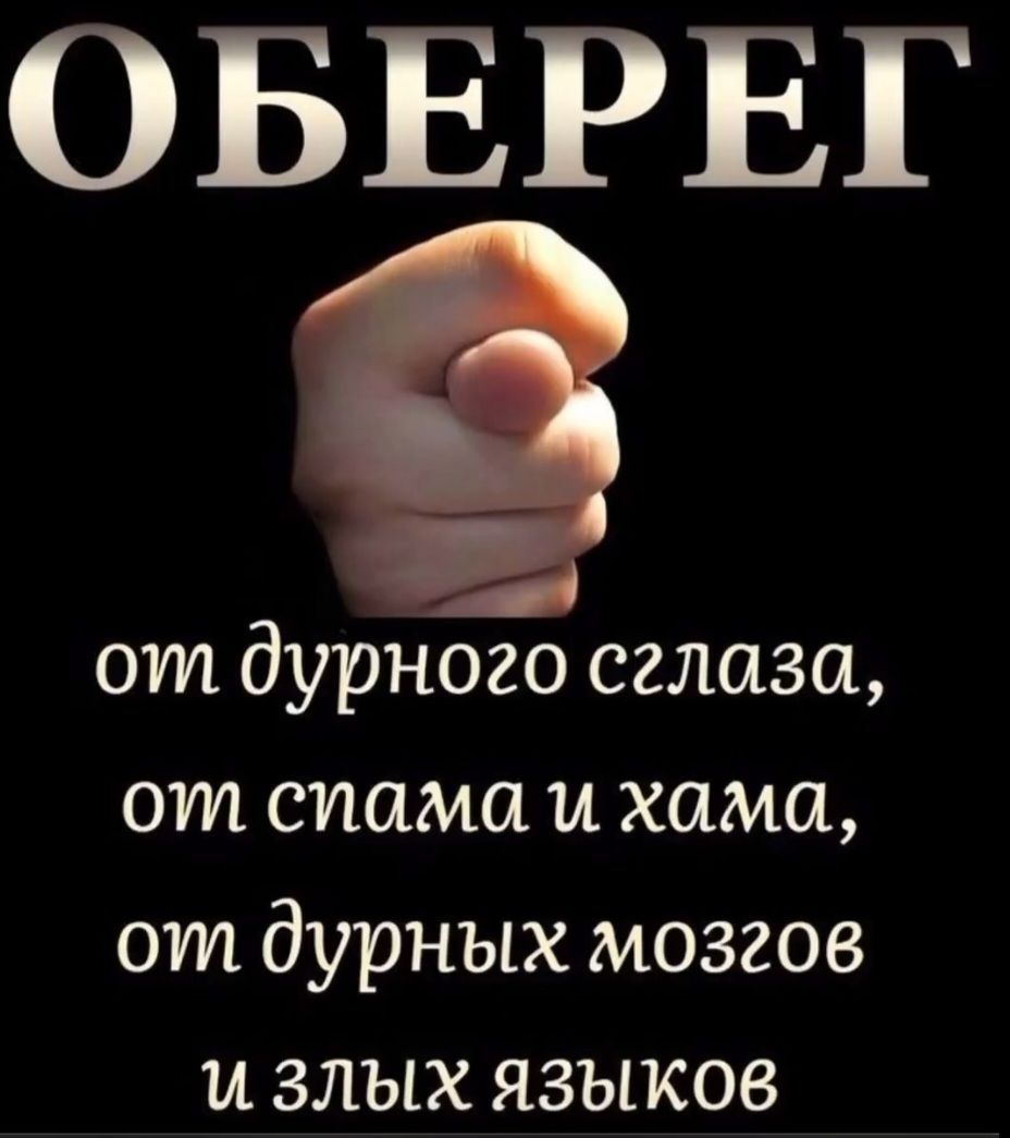 ОБЕРЕГ
от дурного сглаза,
от спама и хама,
от дурных мозгов
и злых языков