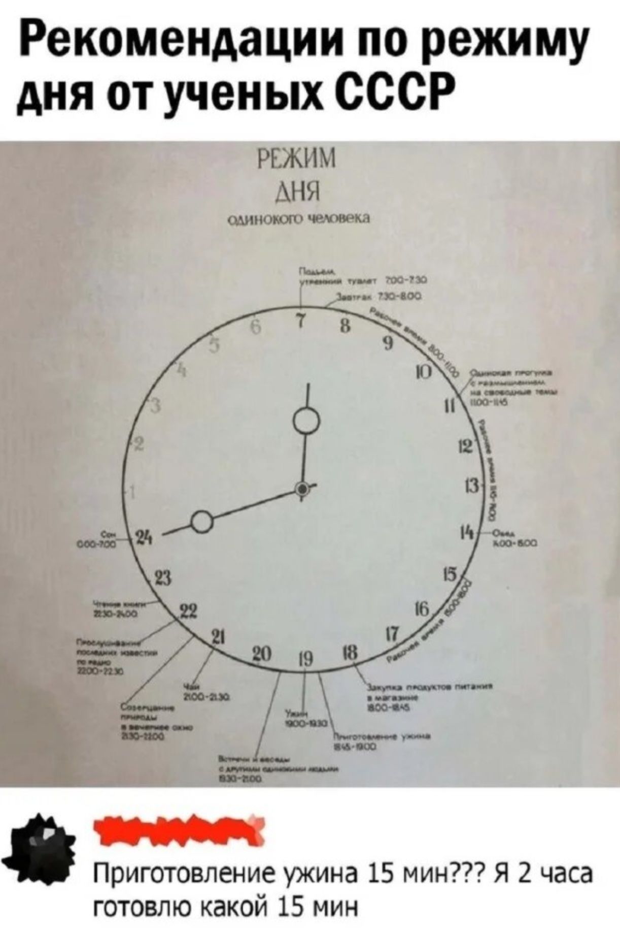 Рекомендации по режиму дня от учёных СССР. РЕЖИМ ДНЯ одинокого человека. Приготовление ужина 15 мин??? Я 2 часа готовлю какой 15 мин