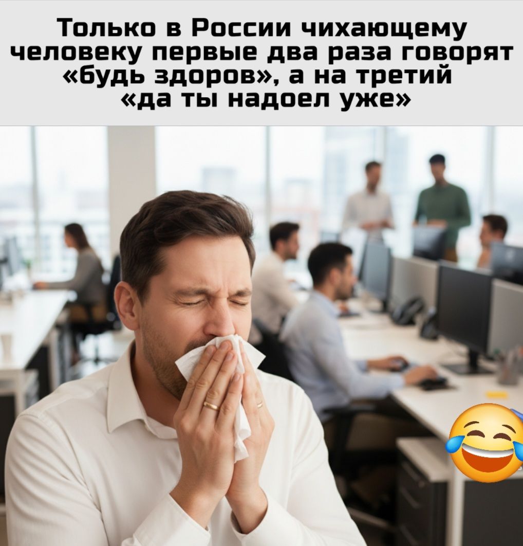 Только в России чихающему человеку первые два раза говорят «будь здоров», а на третий «да ты надоел уже»