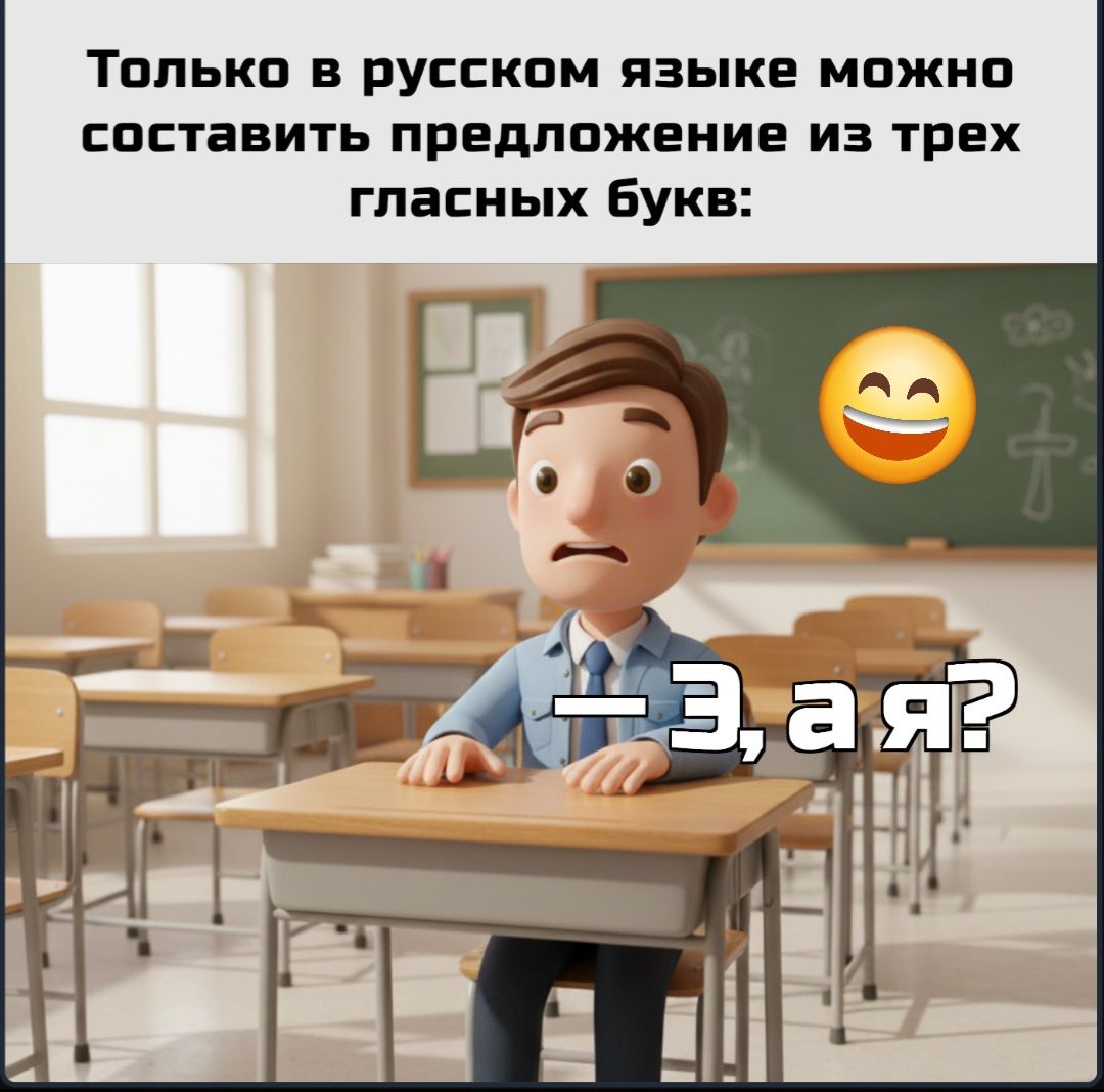 Только в русском языке можно составить предложение из трех гласных букв: - э, а я?