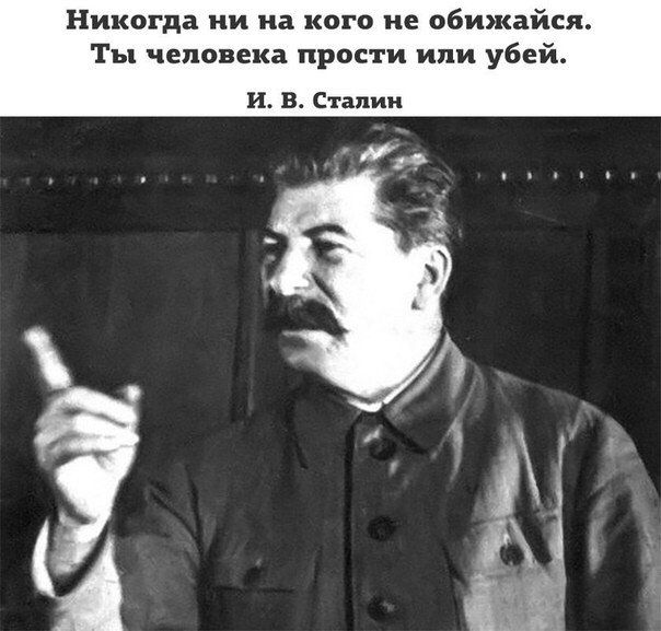Никогда ни на кого не обижайся. Ты человека прости или убей. И. В. Сталин