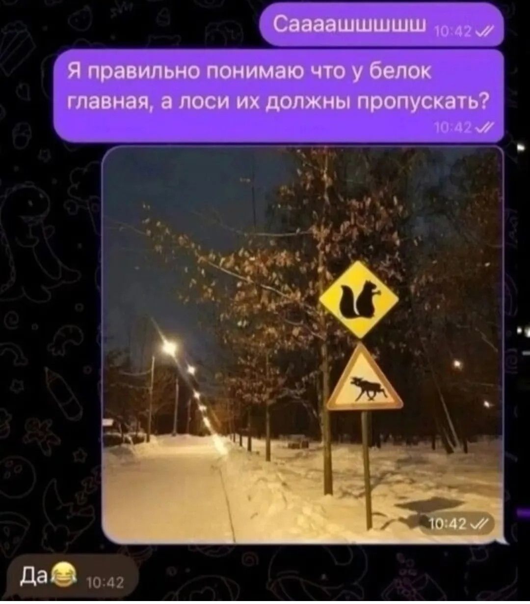 Саааашшшшш
Я правильно понимаю что у белок главная, а лоси их должны пропускать?
Да😂