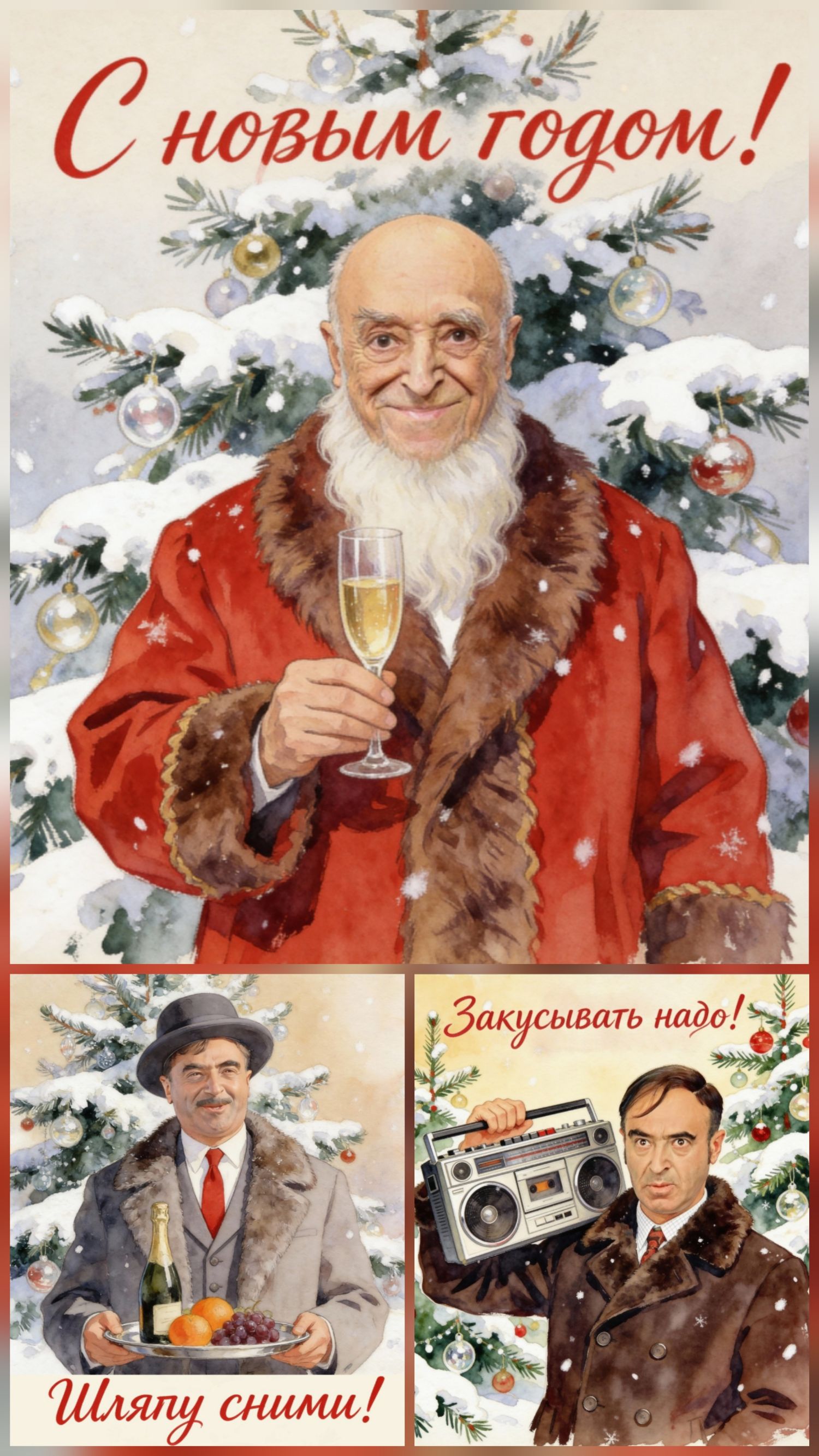 С новым годом! Шляпу снимim! Закусывать надо!