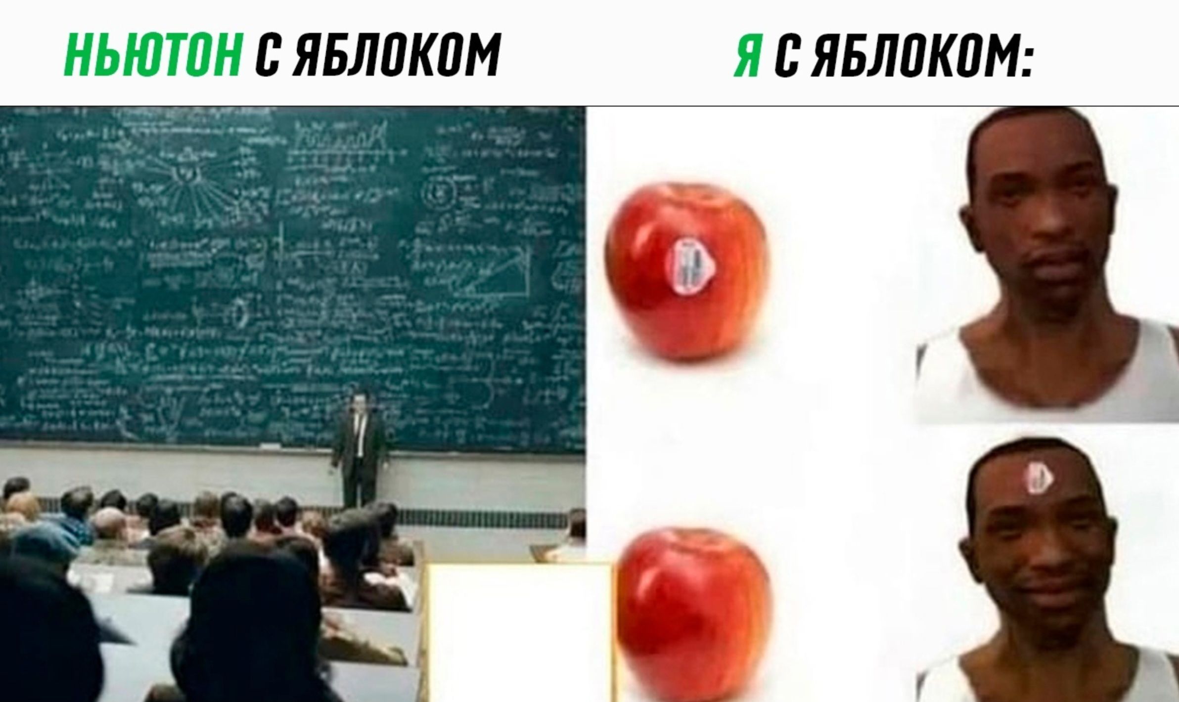 НЬЮТОН С ЯБЛОКОМ\nЯ С ЯБЛОКОМ: