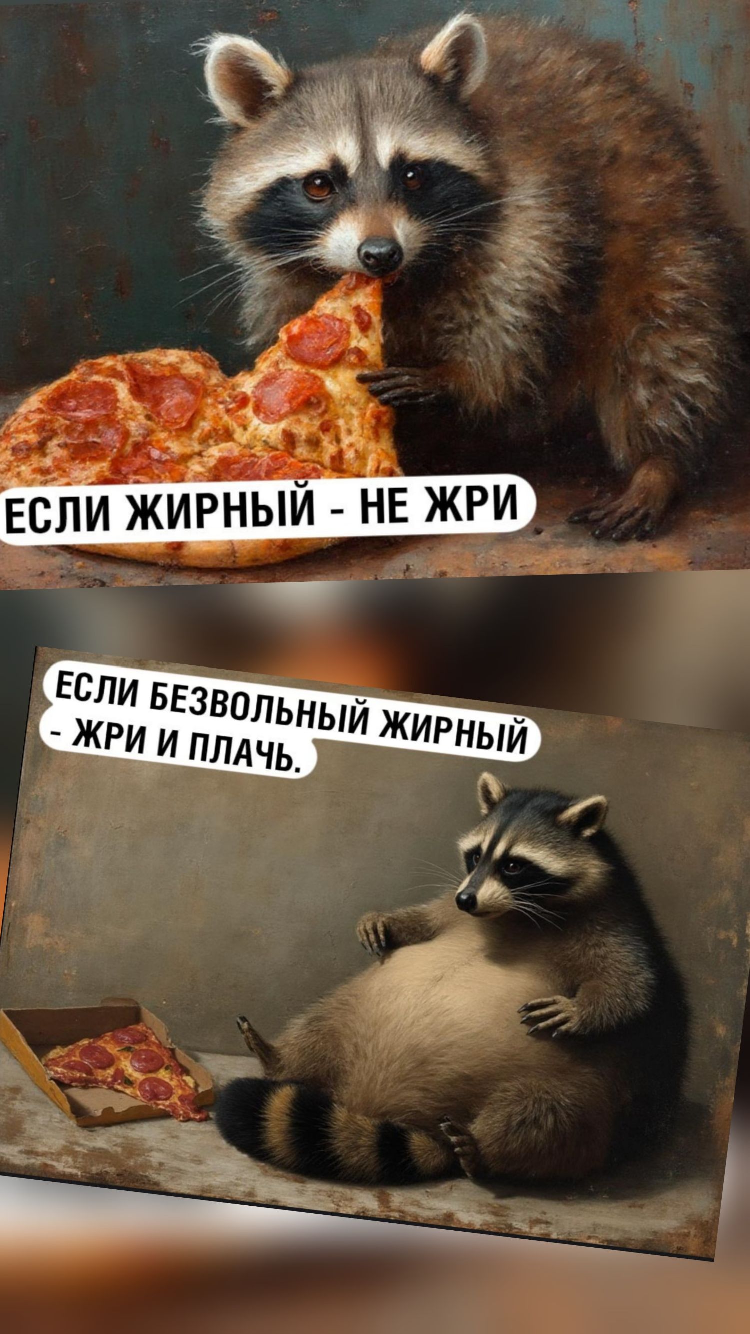 ЕСЛИ ЖИРНЫЙ - НЕ ЖРИ\nЕСЛИ БЕЗВОЛЬНЫЙ ЖИРНЫЙ - ЖРИ И ПЛАЧЬ.