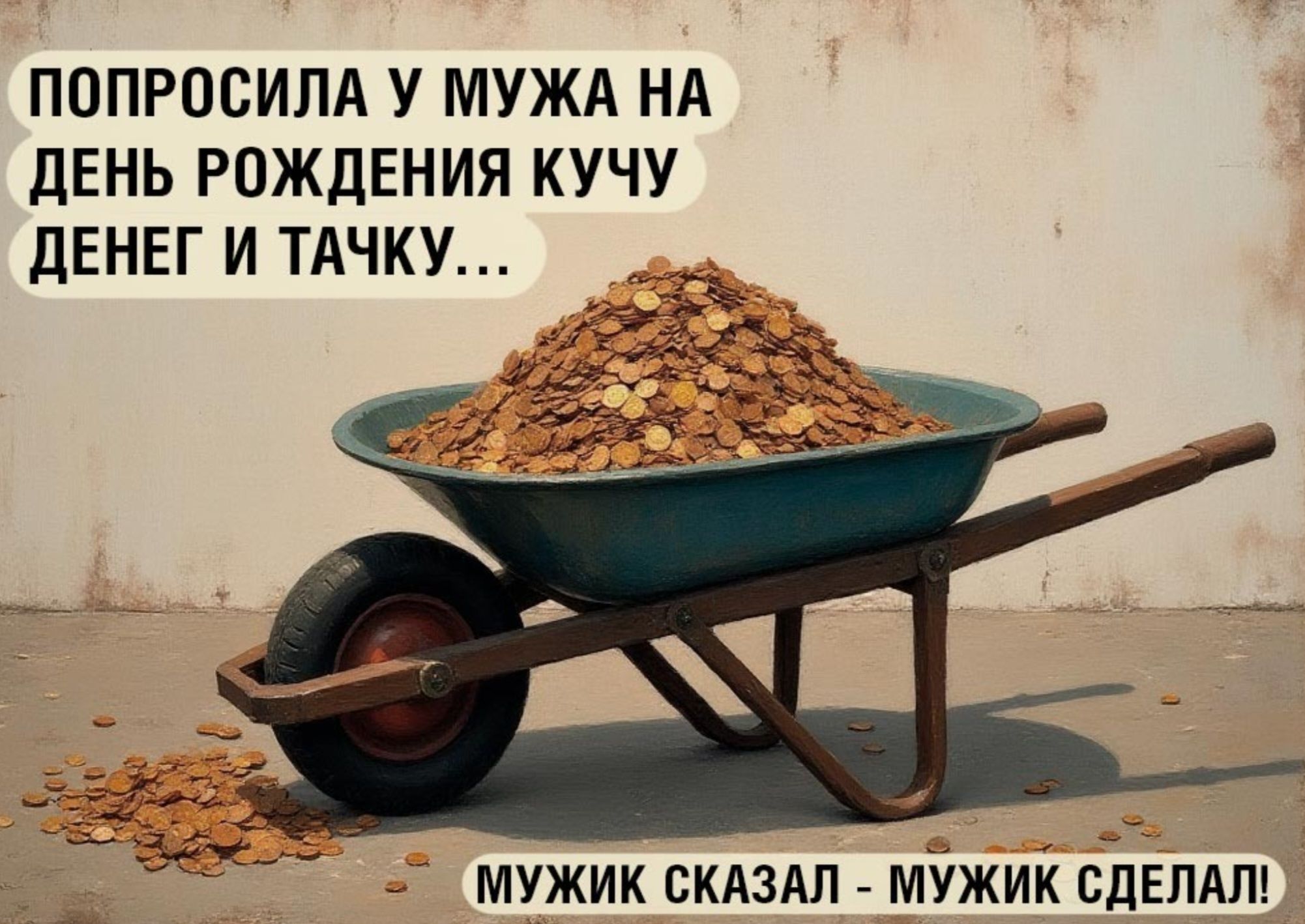 попросила у мужа на день рождения кучу денег и тачку... мужик сказал - мужик сделал!