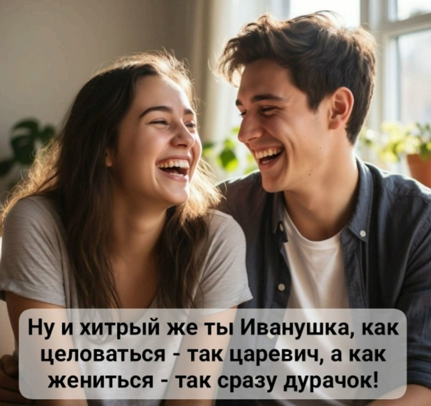 Ну и хитрый же ты Иванушка, как целоваться - так царевич, а как жениться - так сразу дурачок!