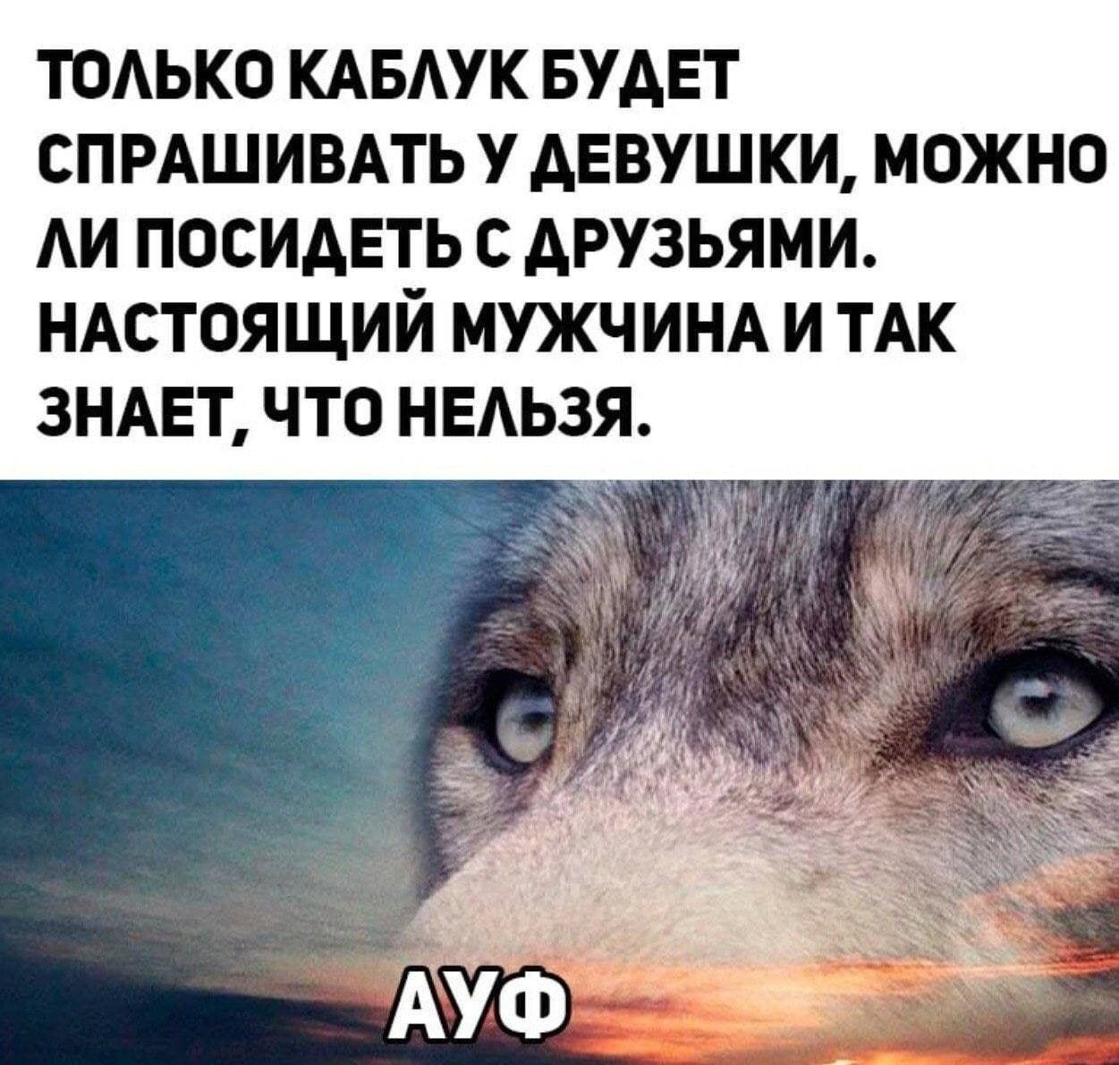 Только каблук будет спрашивать у девушки, можно ли посидеть с друзьями. Настоящий мужчина и так знает, что нельзя. АУФ