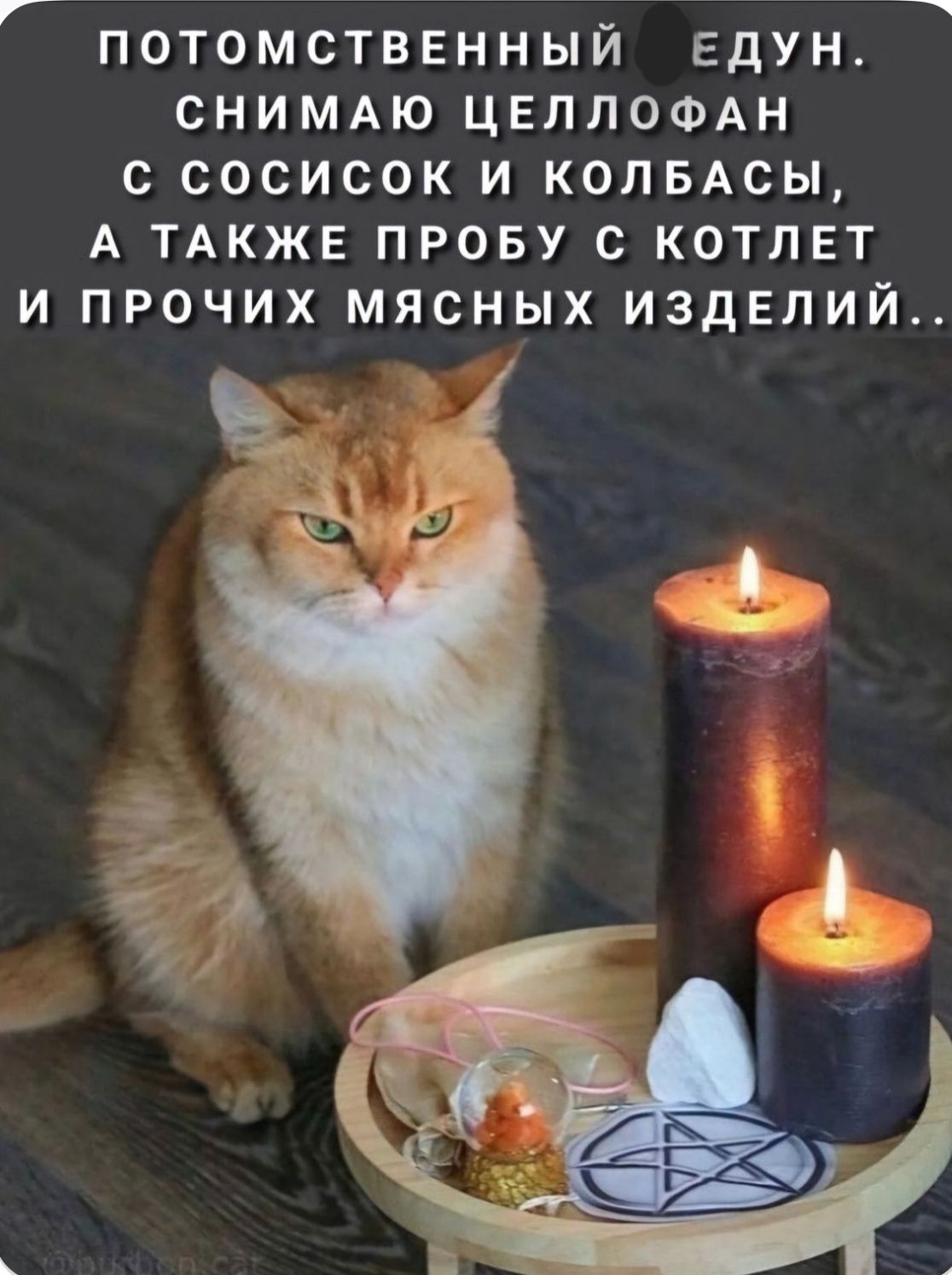 ПОТОМСТВЕННЫЙ ЕДУН. СНИМАЮ ЦЕЛЛОФАН С СОСИСОК И КОЛБАСЫ, А ТАКЖЕ ПРОБУЮ С КОТЛЕТ И ПРОЧИХ МЯСНЫХ ИЗДЕЛИЙ..