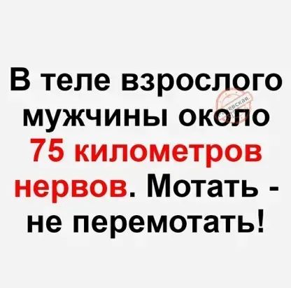 В теле взрослого мужчины около 75 километров нервов. Мотать - не перемотать!