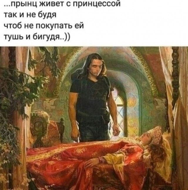 ...принц живёт с принцессой так и не будя чтобы не покушать ей тушь и бигуда..))
