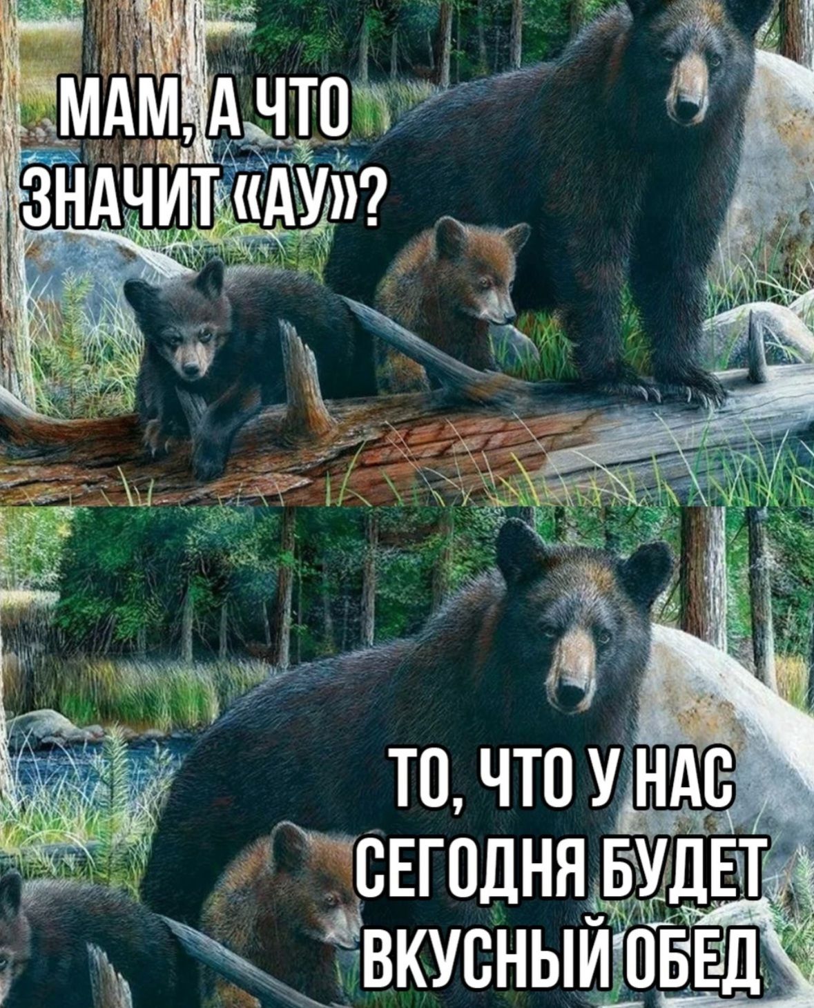 МАМ, А ЧТО ЗНАЧИТ «АУ»? ТО, ЧТО У НАС СЕГОДНЯ БУДЕТ ВКУСНЫЙ ОБЕД