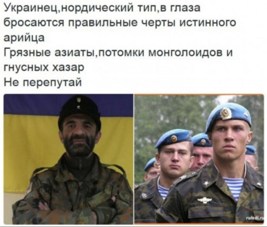 Украинецмордический типв глаза бросаются правильные черты истинного арийца Грязные азиатылотомки монгопоидвв и гнусных хазар Не перепутай