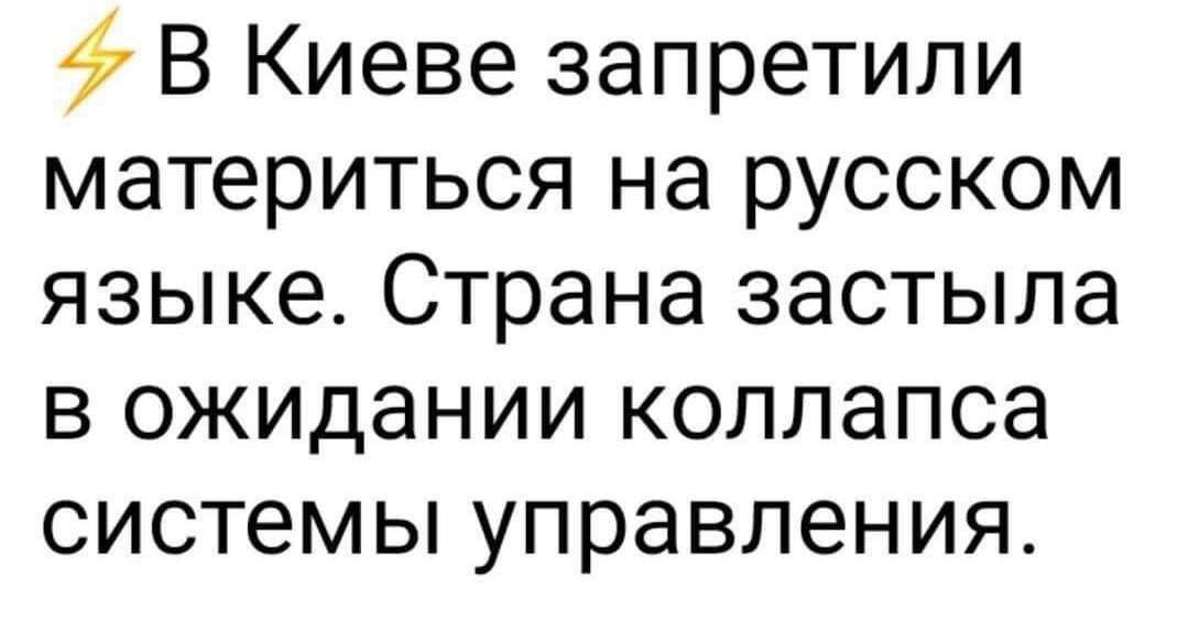 В Киеве запретили материться на русском языке Страна застыла в ожидании коллапса системы управления