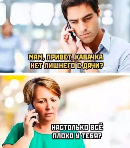 Мам, привет, кабачка нет лишнего с дачи? Настолько всё плохо у тебя?