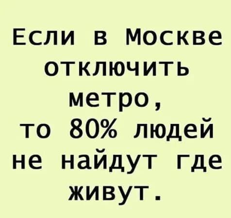 Если в Москве отключить метро, то 80% людей не найдут где живут.