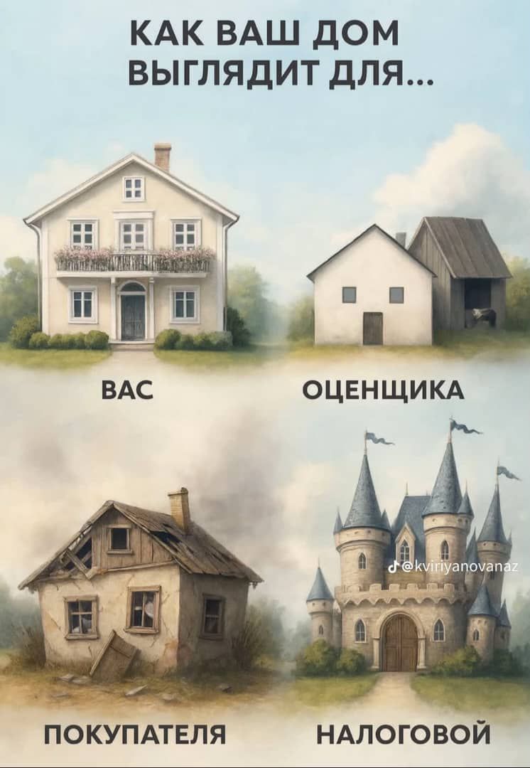 КАК ВАШ ДОМ ВЫГЛЯДИТ ДЛЯ...\nВАС   ОЦЕНЩИКА\nПОКУПАТЕЛЯ   НАЛОГОВОЙ