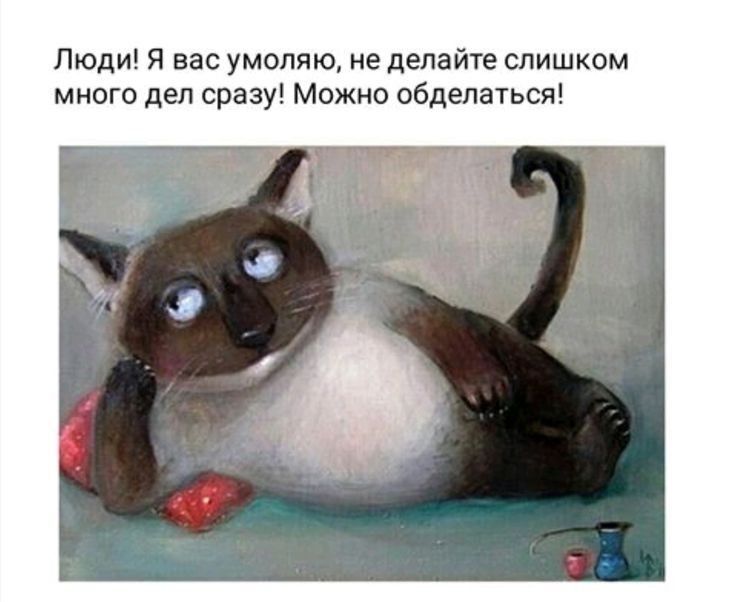 Люди Я вас умоляю не делайте слишком много дел сразу Можно обделаться