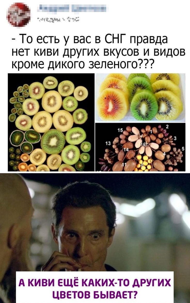 То есть у вас в СНГ правда нет киви других вкусов и видов кроме дикого зеленого А КИВИ ЕЩЁ КАКИХ ТО АРУГИХ ЦВЕТОВ БЫВАЕТ