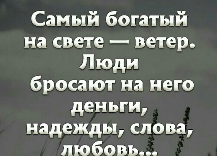 Самый богатый на свете ветер Люди бросают на него деньги надежды слова любовь