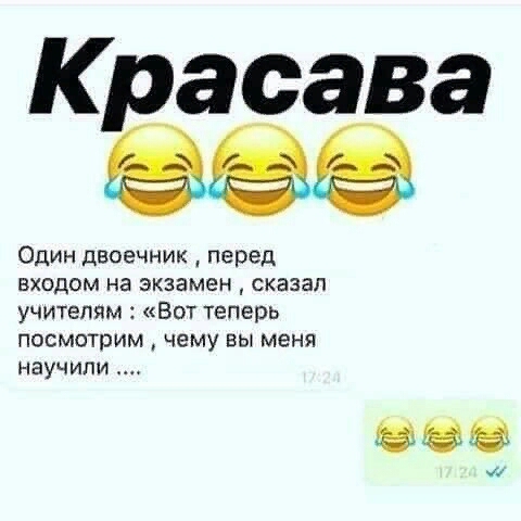 Красава Один двоечник перед входом на экзамен сказал учителям Вот теперь посмотрим чему вы меня научили ЦПО