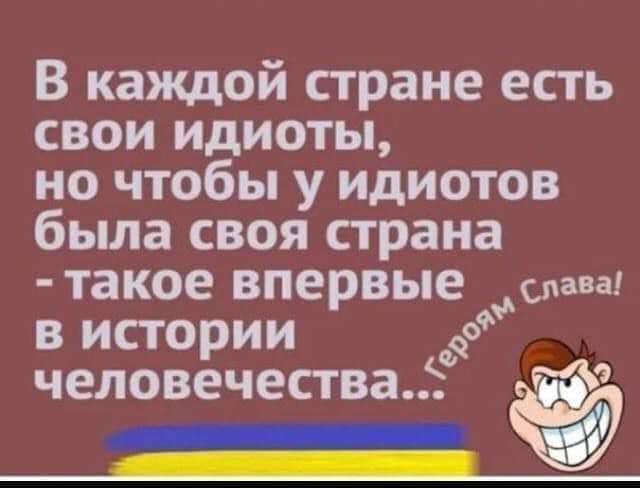 В каждой стране есть свои идиоты но чтобы у идиотов была своя страна такое впервые слава в истории человечества _
