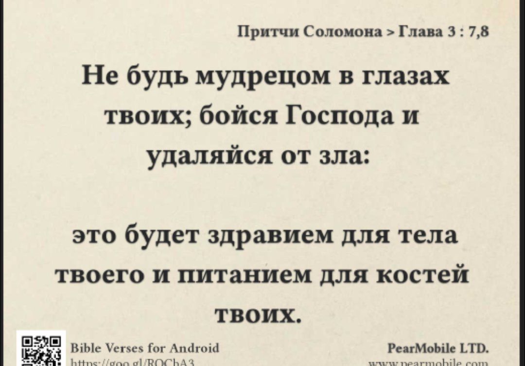 Пр тчи Смпяпи Гиш 7н Не будь мудрецом в глазах твоих бойся Господа и удаляйся от зла это будет здравием для тела твоего и питанием для костей