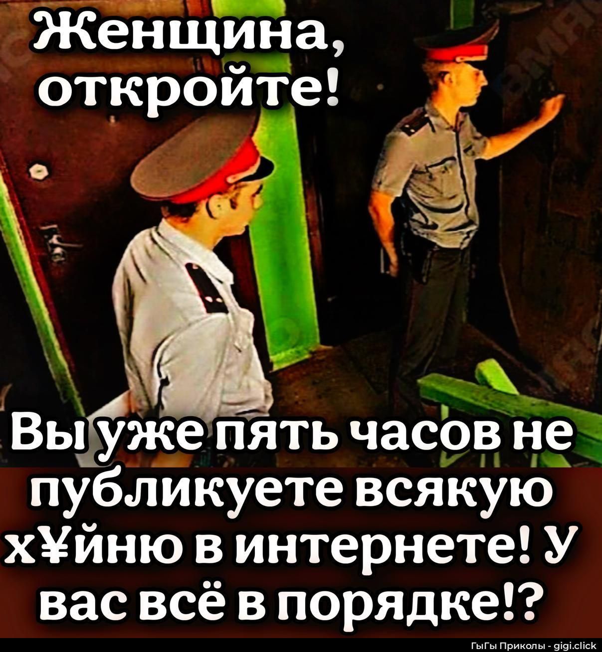 Женщина, откройте! Вы уже пять часов не публикуете всякую хуйню в интернете! У вас всё в порядке!?