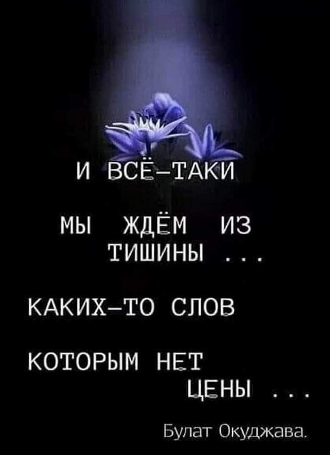 и ВСЁТАКИ мы ждЁм из тишины КАКИХТО СЛОВ КОТОРЫМ НЕТ ЦЕНЫ Булат Окуджава