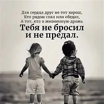 Для сердца друг не тот хорош Кто рядом спал или обедал А тот кто в жизненную дрожь Тебя не бросил и не предал