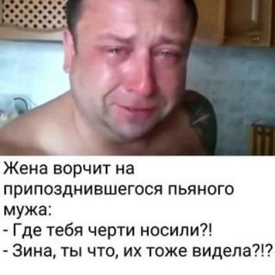 Жена ворчит на припозднившегося пьяного мужа Где тебя черти носили Зина ты что их тоже видела