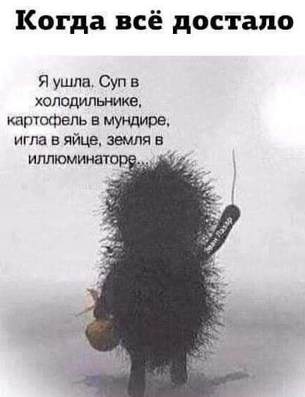 Когда всё достало Я ушла Суп в холодильнике картофель в МУНДИРЭ игла в яйце земля иппюминато